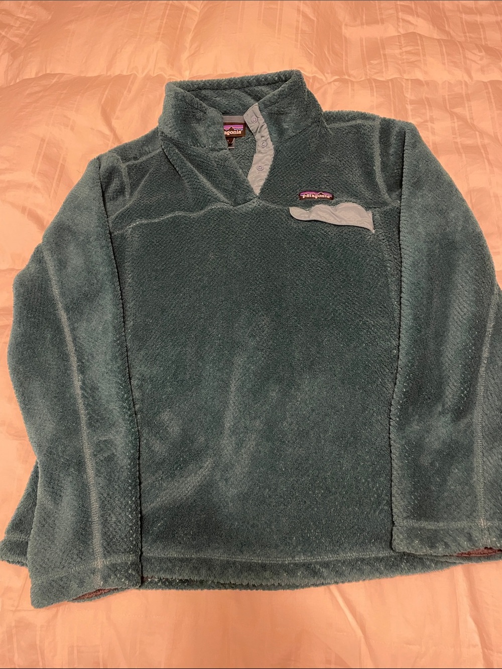 Patagonia Teal Green Snap Fleece Pullover